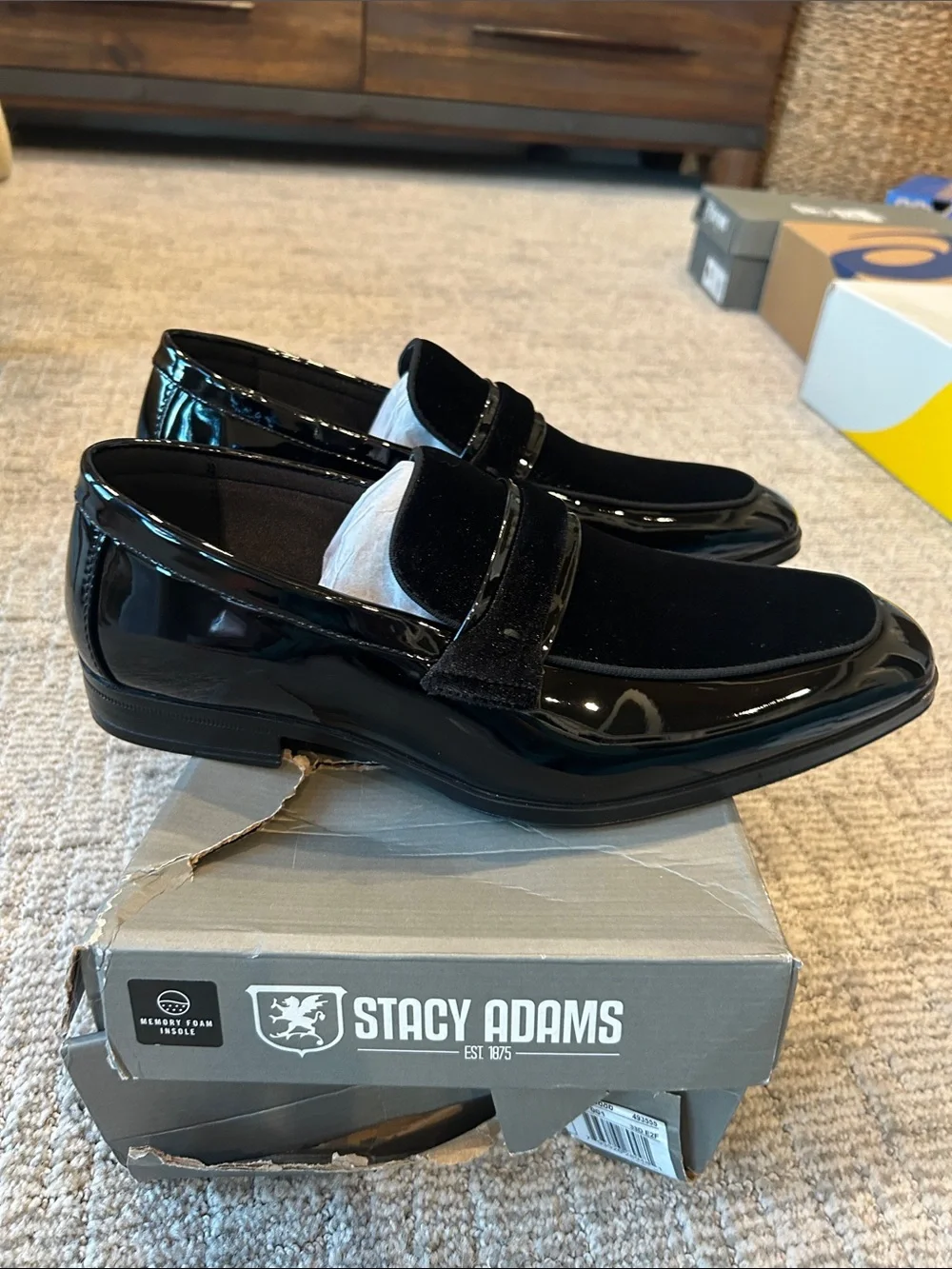 Stacy Adams SPRATLEY Moc Toe Saddle Slip On Black 10